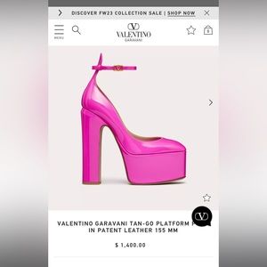 Authentic VALENTINO GARAVANI TAN-GO PLATFORM PUMP IN PATENT LEATHER 155 MM